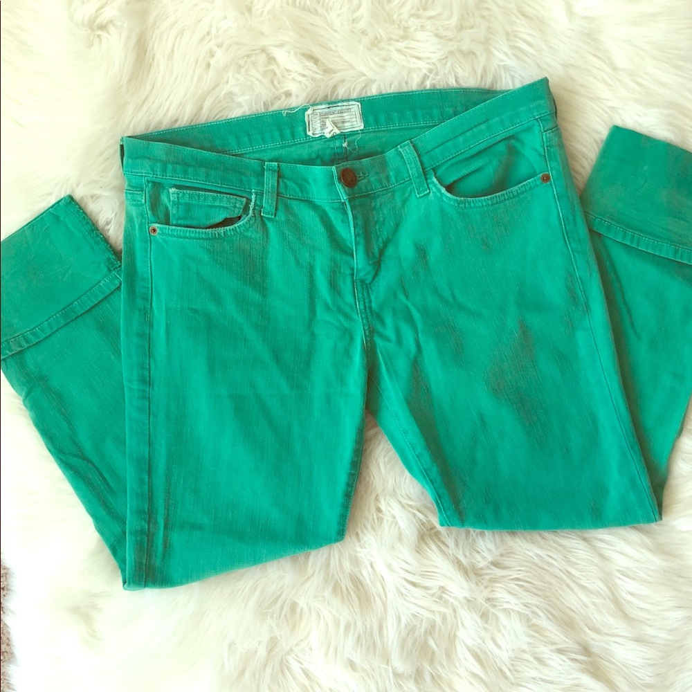Current/Elliott cuffed teal jeans